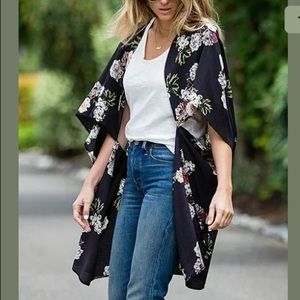Amaryllis Black Floral Open Cardigan Size L/XL